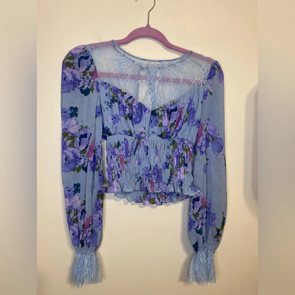 NWT|| Free People Daphne Blouse In Blue, Size XS, Spring - Picture 2 of 10